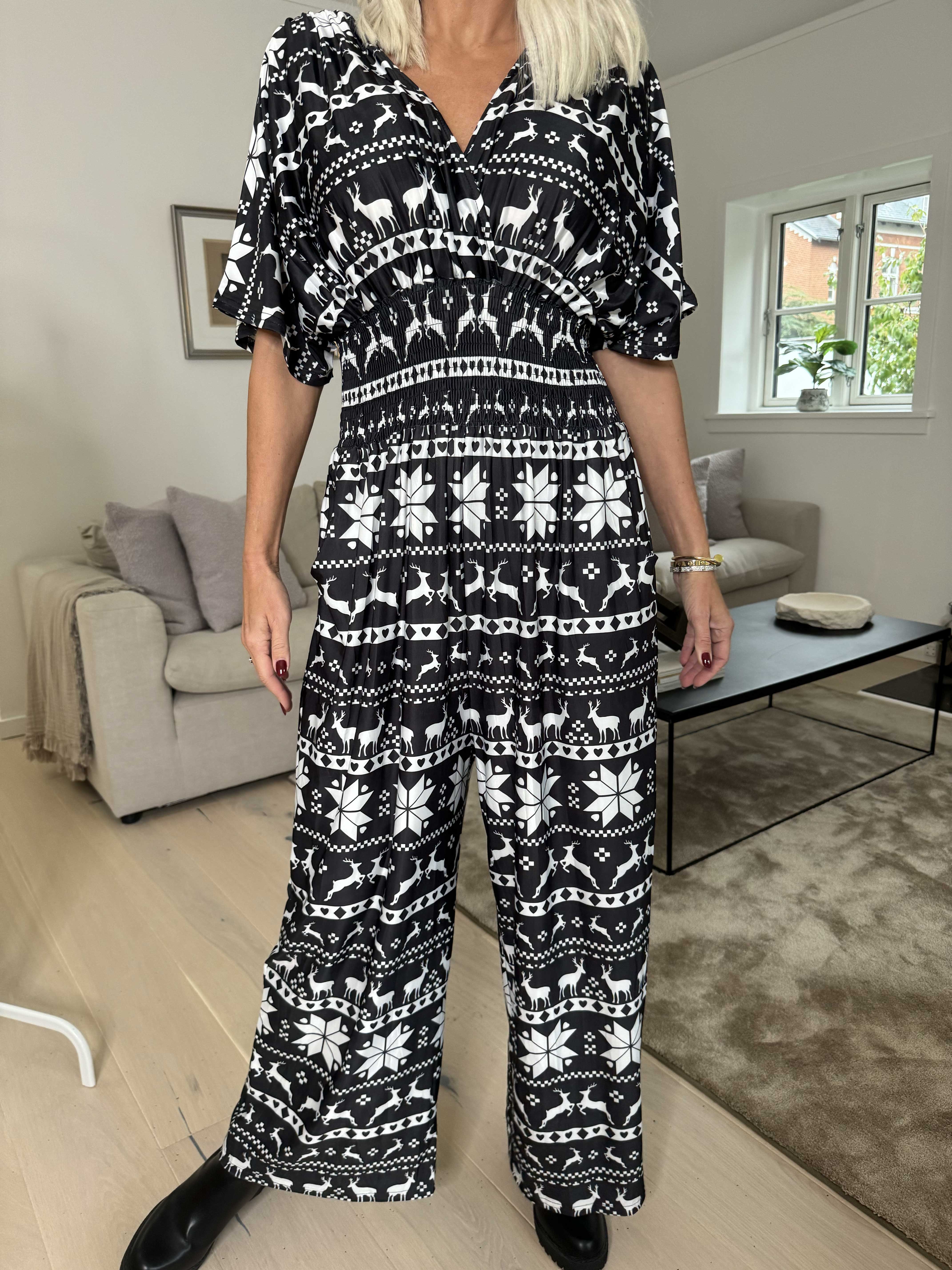 Pams Snow Jumpsuit - Elastisk jumpsuit med jultryck